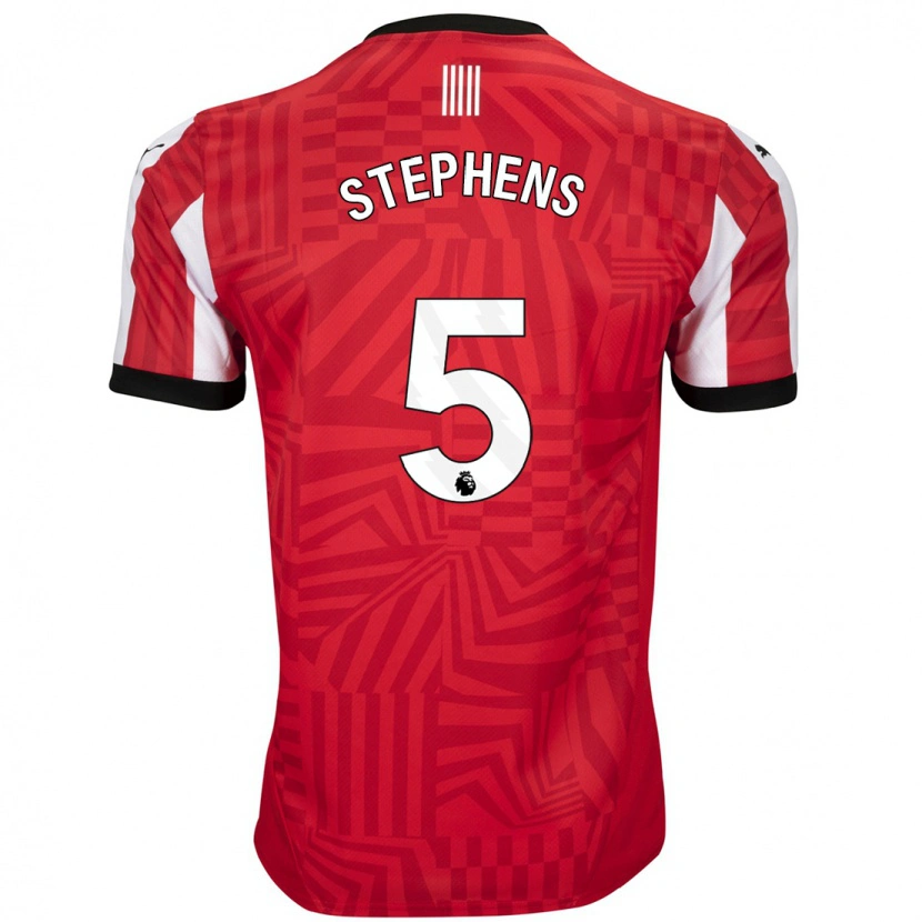 Danxen Børn Jack Stephens #5 Rød Hvid Hjemmebane Spillertrøjer 2024/25 Trøje T-Shirt
