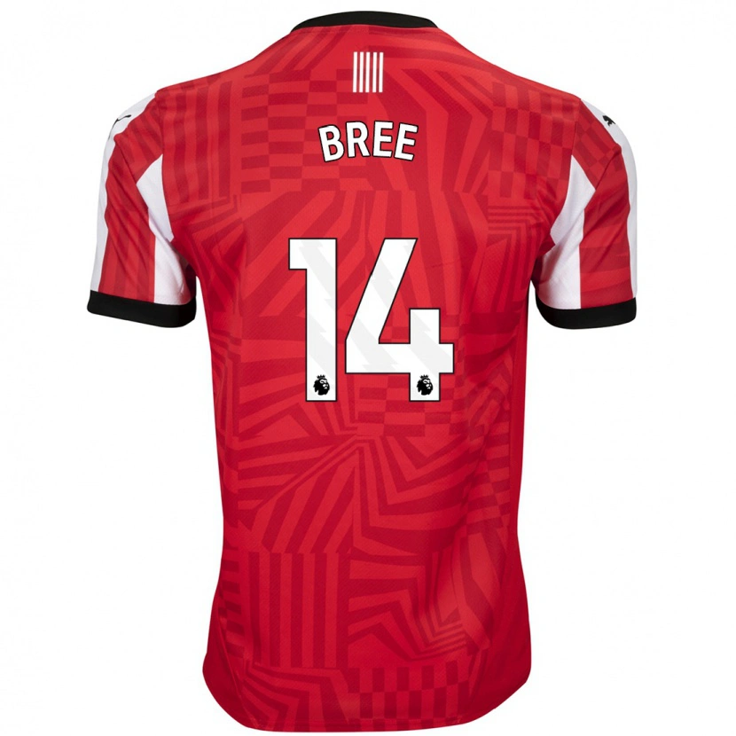 Danxen Børn James Bree #14 Rød Hvid Hjemmebane Spillertrøjer 2024/25 Trøje T-Shirt
