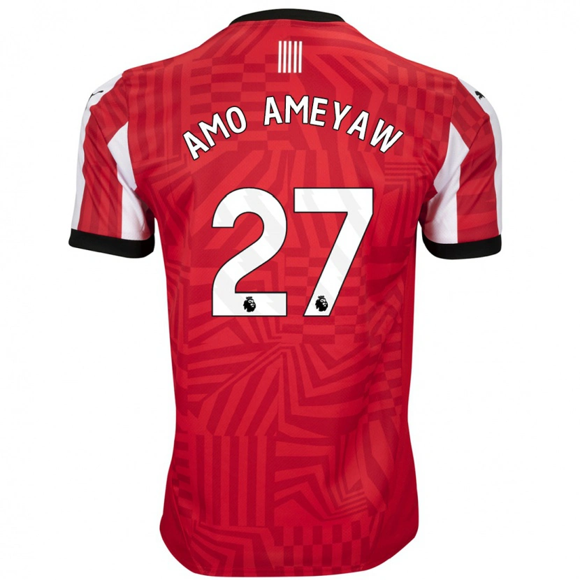 Danxen Børn Samuel Amo-Ameyaw #27 Rød Hvid Hjemmebane Spillertrøjer 2024/25 Trøje T-Shirt