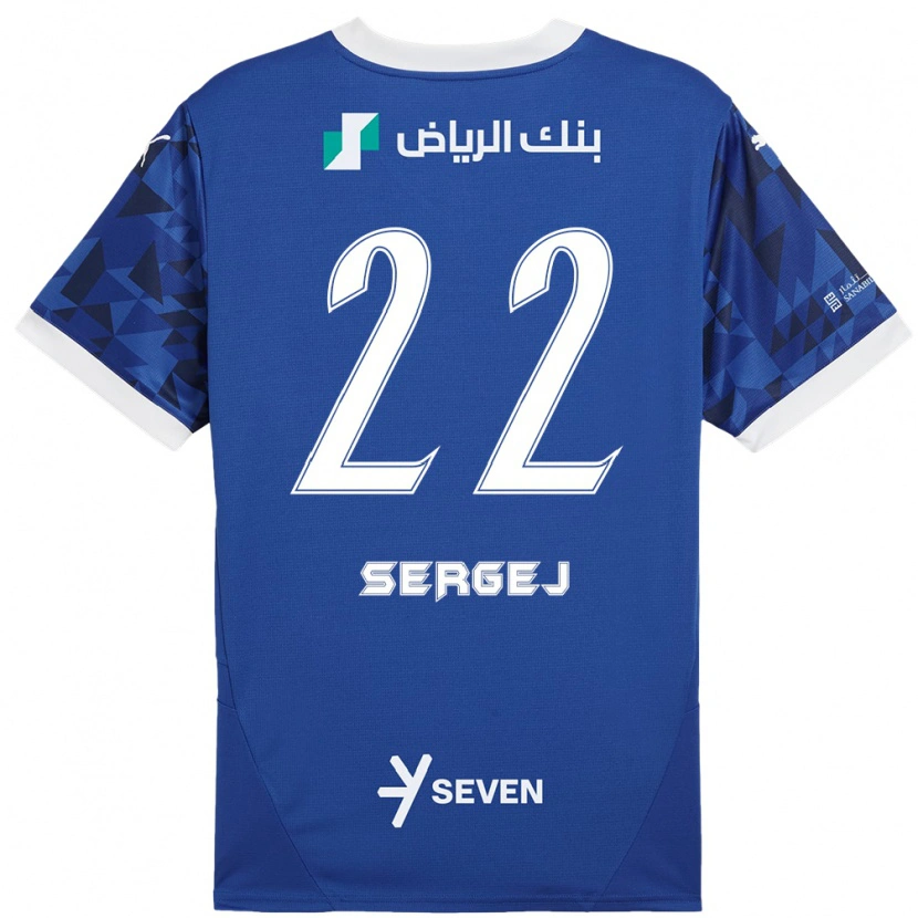 Danxen Børn Sergej Milinković-Savić #22 Mørkeblå Hvid Hjemmebane Spillertrøjer 2024/25 Trøje T-Shirt