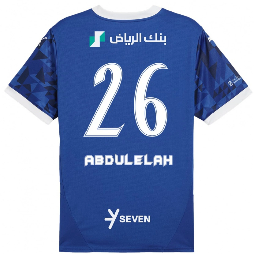 Danxen Børn Abdulelah Al-Malki #26 Mørkeblå Hvid Hjemmebane Spillertrøjer 2024/25 Trøje T-Shirt