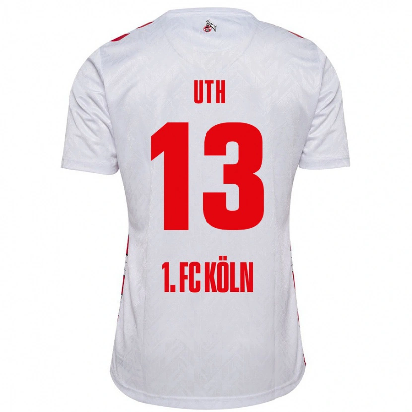 Danxen Børn Mark Uth #13 Hvid Rød Hjemmebane Spillertrøjer 2024/25 Trøje T-Shirt