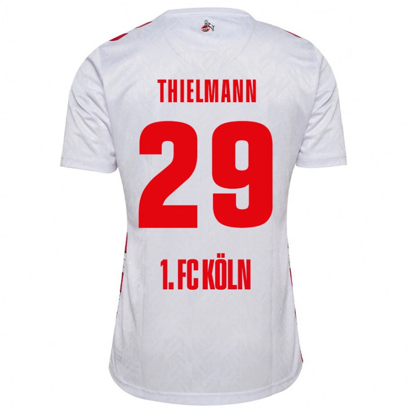 Danxen Børn Jan Thielmann #29 Hvid Rød Hjemmebane Spillertrøjer 2024/25 Trøje T-Shirt