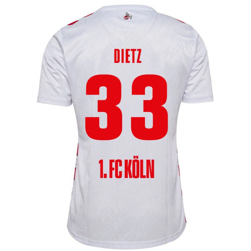 Danxen Børn Florian Dietz #33 Hvid Rød Hjemmebane Spillertrøjer 2024/25 Trøje T-Shirt