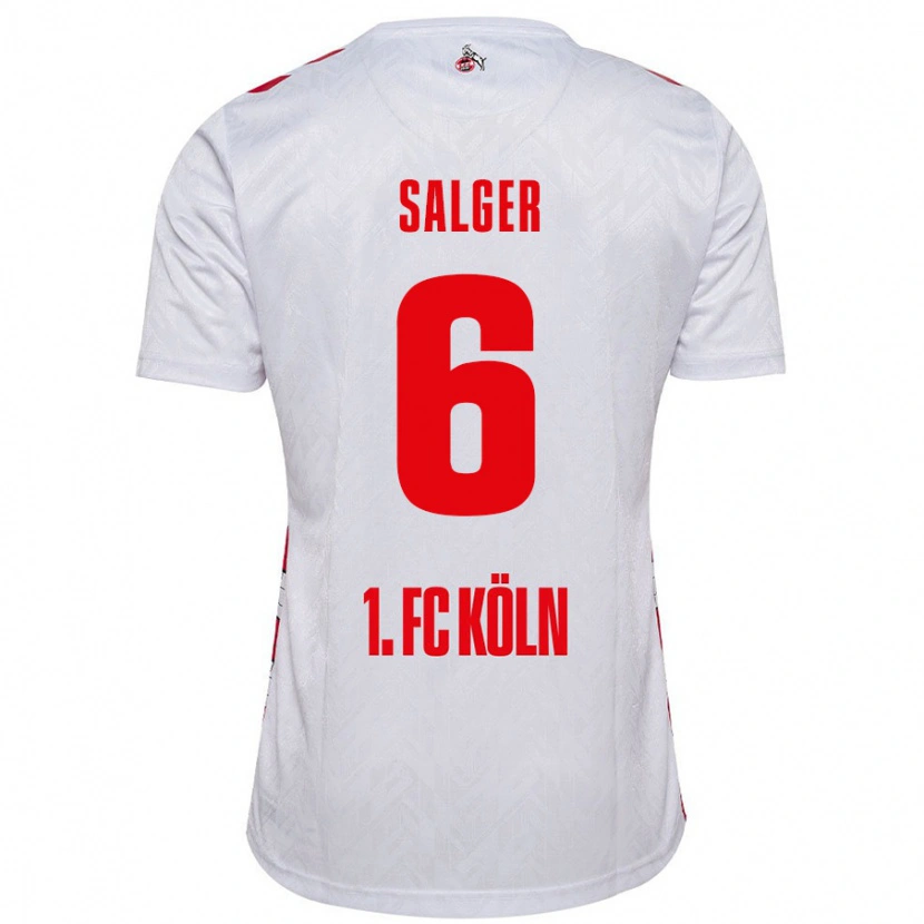 Danxen Børn Stephan Salger #6 Hvid Rød Hjemmebane Spillertrøjer 2024/25 Trøje T-Shirt
