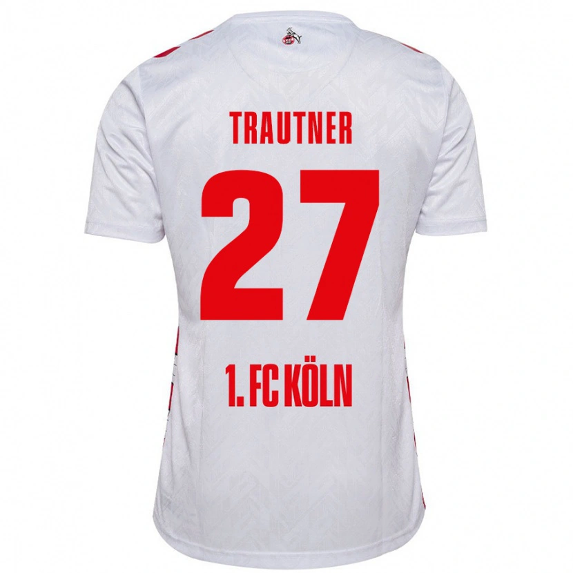 Danxen Børn Tobias Trautner #27 Hvid Rød Hjemmebane Spillertrøjer 2024/25 Trøje T-Shirt