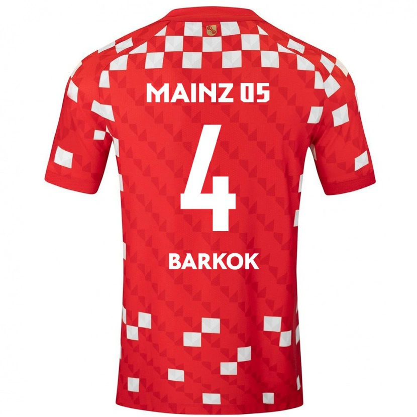 Danxen Børn Aymen Barkok #4 Hvid Rød Hjemmebane Spillertrøjer 2024/25 Trøje T-Shirt