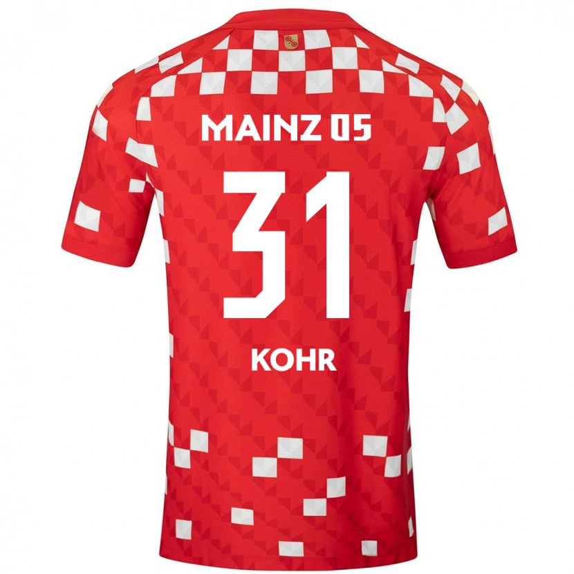 Danxen Børn Dominik Kohr #31 Hvid Rød Hjemmebane Spillertrøjer 2024/25 Trøje T-Shirt