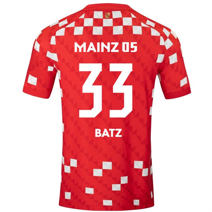 Danxen Børn Daniel Batz #33 Hvid Rød Hjemmebane Spillertrøjer 2024/25 Trøje T-Shirt