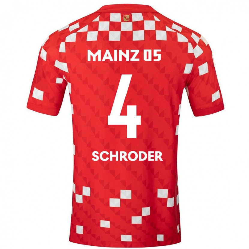 Danxen Børn Lara Schröder #4 Hvid Rød Hjemmebane Spillertrøjer 2024/25 Trøje T-Shirt