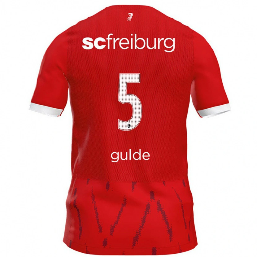 Danxen Børn Manuel Gulde #5 Rød Hjemmebane Spillertrøjer 2024/25 Trøje T-Shirt