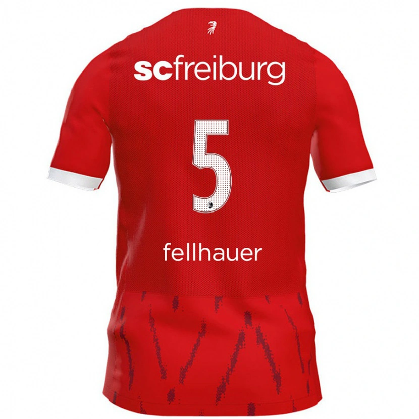 Danxen Børn Kim Fellhauer #5 Rød Hjemmebane Spillertrøjer 2024/25 Trøje T-Shirt