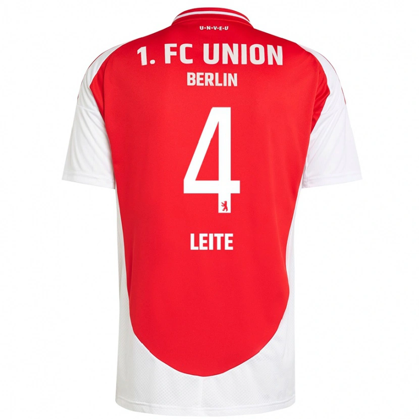 Danxen Børn Diogo Leite #4 Rød Hvid Hjemmebane Spillertrøjer 2024/25 Trøje T-Shirt