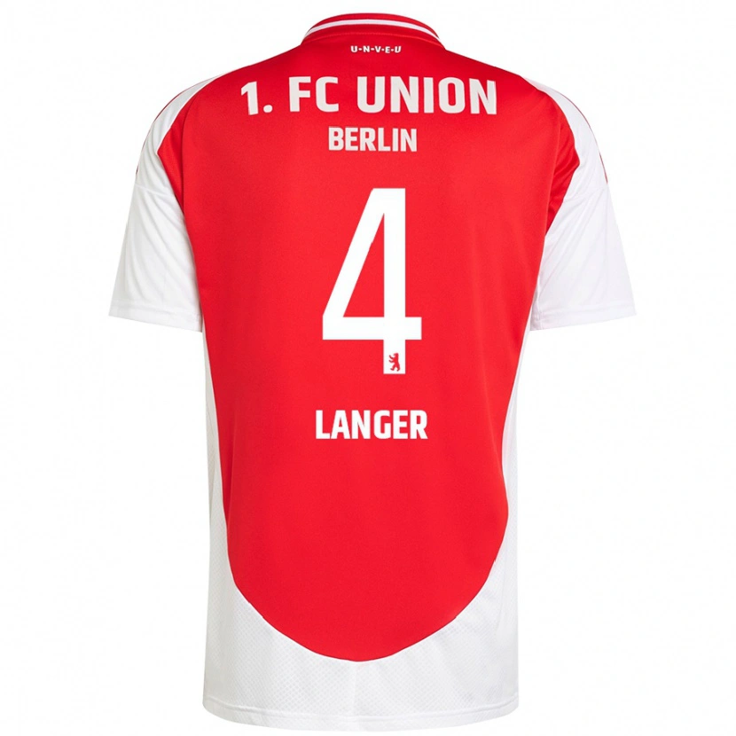 Danxen Børn Richard Langer #4 Rød Hvid Hjemmebane Spillertrøjer 2024/25 Trøje T-Shirt
