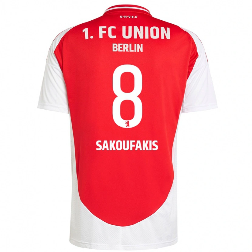Danxen Børn Theodor Sakoufakis #8 Rød Hvid Hjemmebane Spillertrøjer 2024/25 Trøje T-Shirt