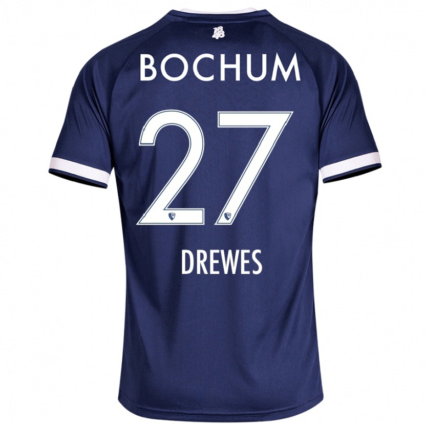 Danxen Børn Patrick Drewes #27 Mørkeblå Hjemmebane Spillertrøjer 2024/25 Trøje T-Shirt