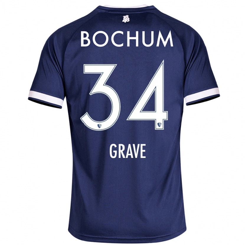 Danxen Børn Paul Grave #34 Mørkeblå Hjemmebane Spillertrøjer 2024/25 Trøje T-Shirt