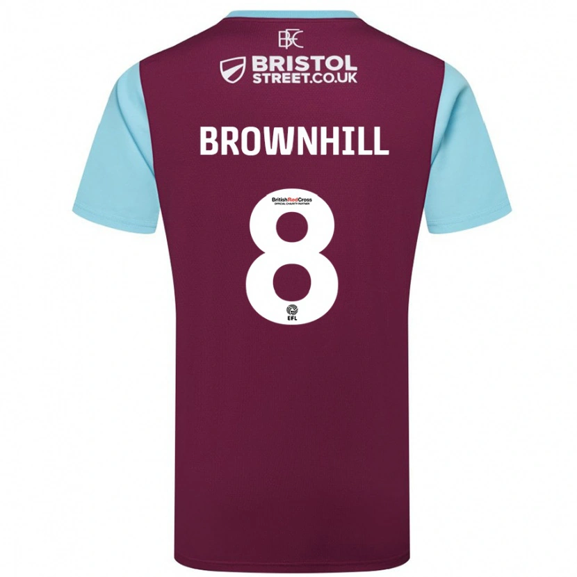 Danxen Børn Josh Brownhill #8 Burgund Himmelblå Hjemmebane Spillertrøjer 2024/25 Trøje T-Shirt