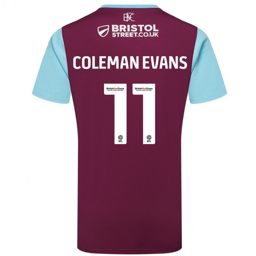 Danxen Børn Amaya Coleman-Evans #11 Burgund Himmelblå Hjemmebane Spillertrøjer 2024/25 Trøje T-Shirt