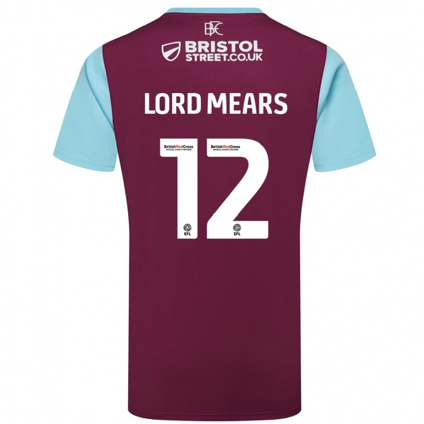 Danxen Børn Rhema Lord-Mears #12 Burgund Himmelblå Hjemmebane Spillertrøjer 2024/25 Trøje T-Shirt