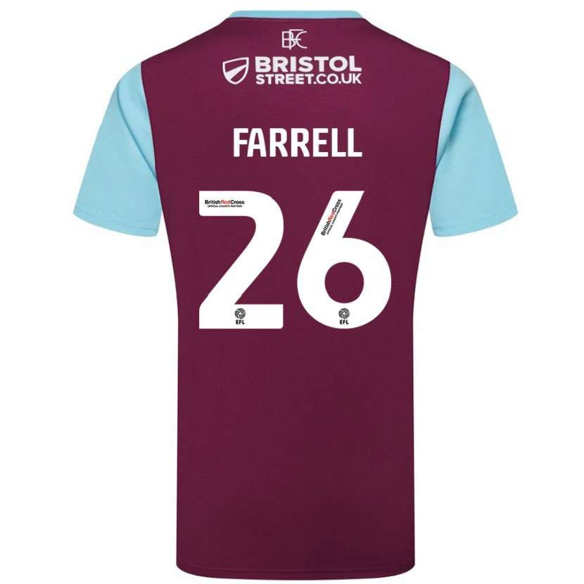 Danxen Børn Lucy Farrell #26 Burgund Himmelblå Hjemmebane Spillertrøjer 2024/25 Trøje T-Shirt