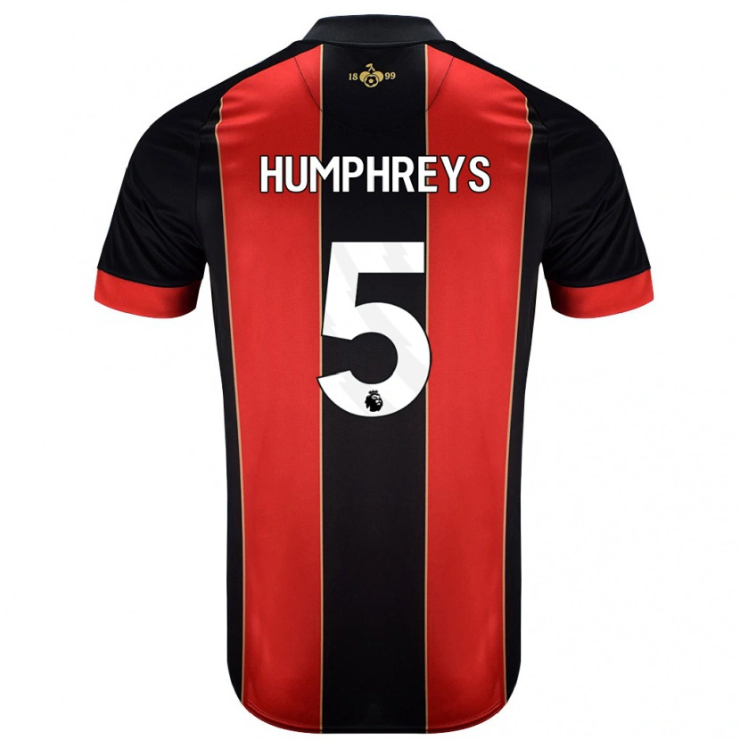 Danxen Børn Holly Humphreys #5 Rød Sort Hjemmebane Spillertrøjer 2024/25 Trøje T-Shirt