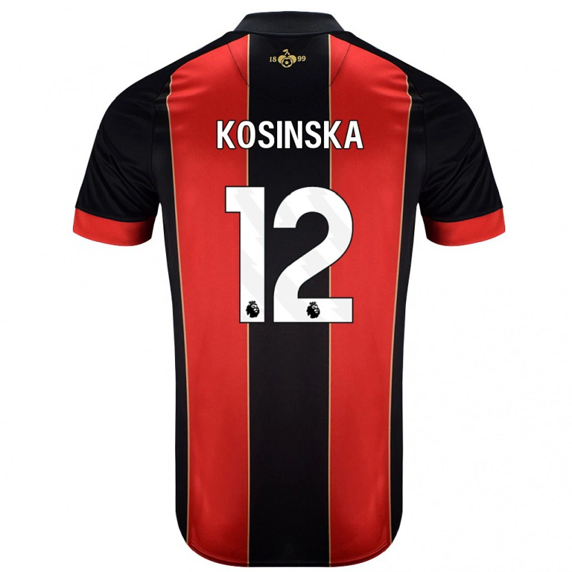 Danxen Børn Daniela Kosinska #12 Rød Sort Hjemmebane Spillertrøjer 2024/25 Trøje T-Shirt