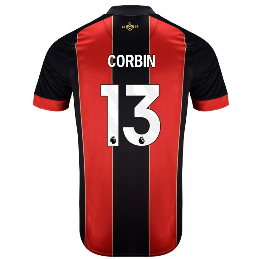 Danxen Børn Helen Corbin #13 Rød Sort Hjemmebane Spillertrøjer 2024/25 Trøje T-Shirt