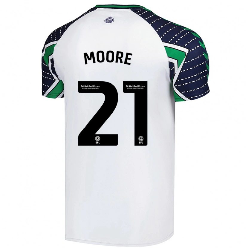Danxen Børn Simon Moore #21 Hvid Udebane Spillertrøjer 2024/25 Trøje T-Shirt