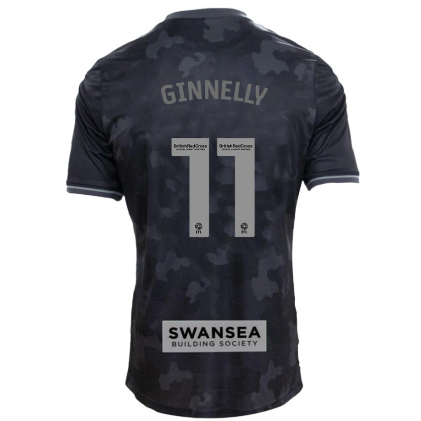 Danxen Børn Josh Ginnelly #11 Sort Udebane Spillertrøjer 2024/25 Trøje T-Shirt