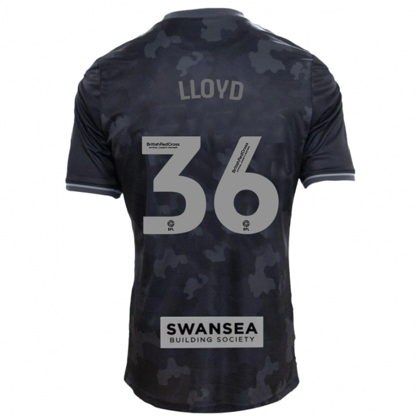 Danxen Børn Ben Lloyd #36 Sort Udebane Spillertrøjer 2024/25 Trøje T-Shirt