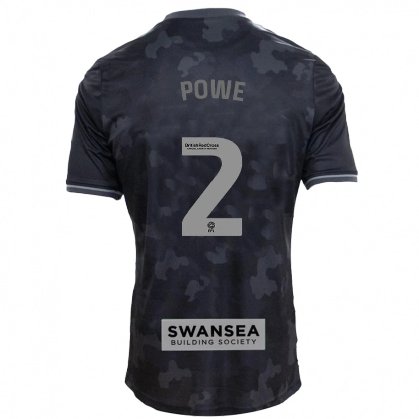 Danxen Børn Alicia Powe #2 Sort Udebane Spillertrøjer 2024/25 Trøje T-Shirt