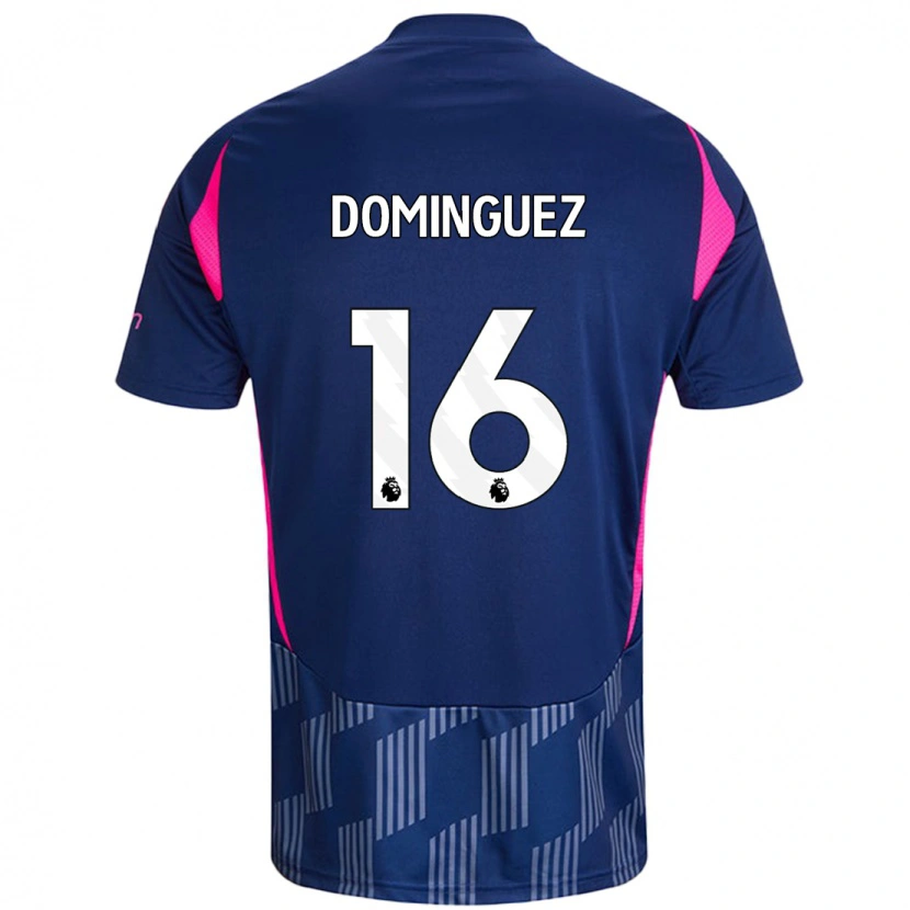 Danxen Børn Nicolás Domínguez #16 Kongeblå Pink Udebane Spillertrøjer 2024/25 Trøje T-Shirt
