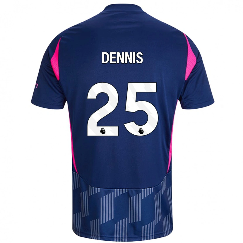 Danxen Børn Emmanuel Dennis #25 Kongeblå Pink Udebane Spillertrøjer 2024/25 Trøje T-Shirt