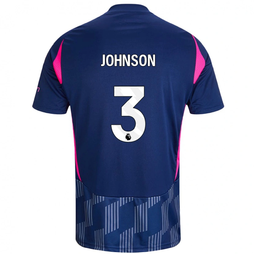 Danxen Børn Nat Johnson #3 Kongeblå Pink Udebane Spillertrøjer 2024/25 Trøje T-Shirt