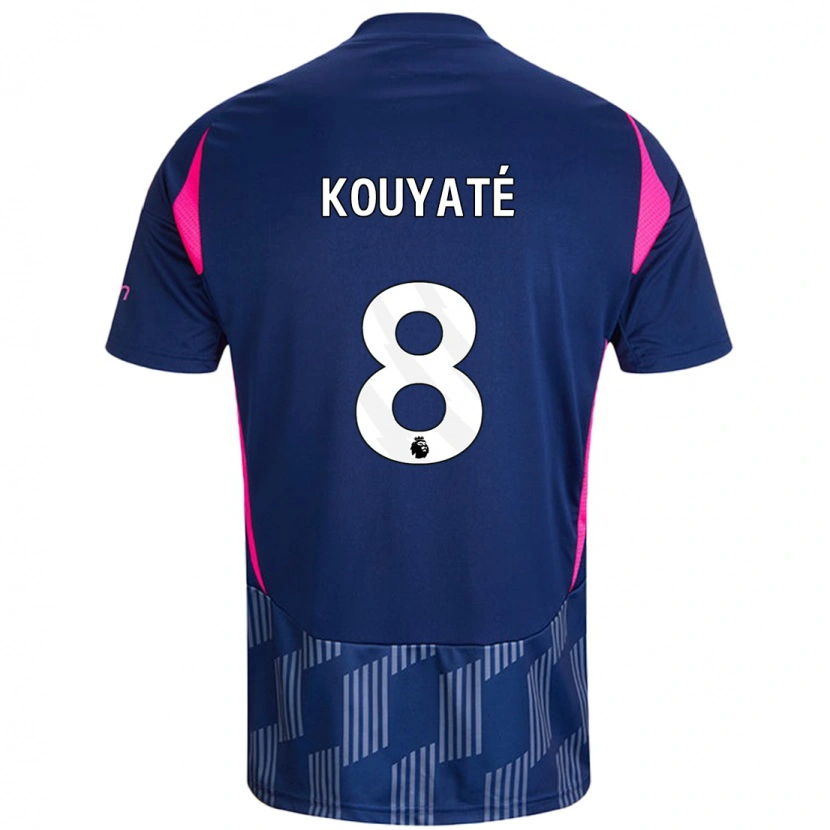 Danxen Børn Cheikhou Kouyaté #8 Kongeblå Pink Udebane Spillertrøjer 2024/25 Trøje T-Shirt