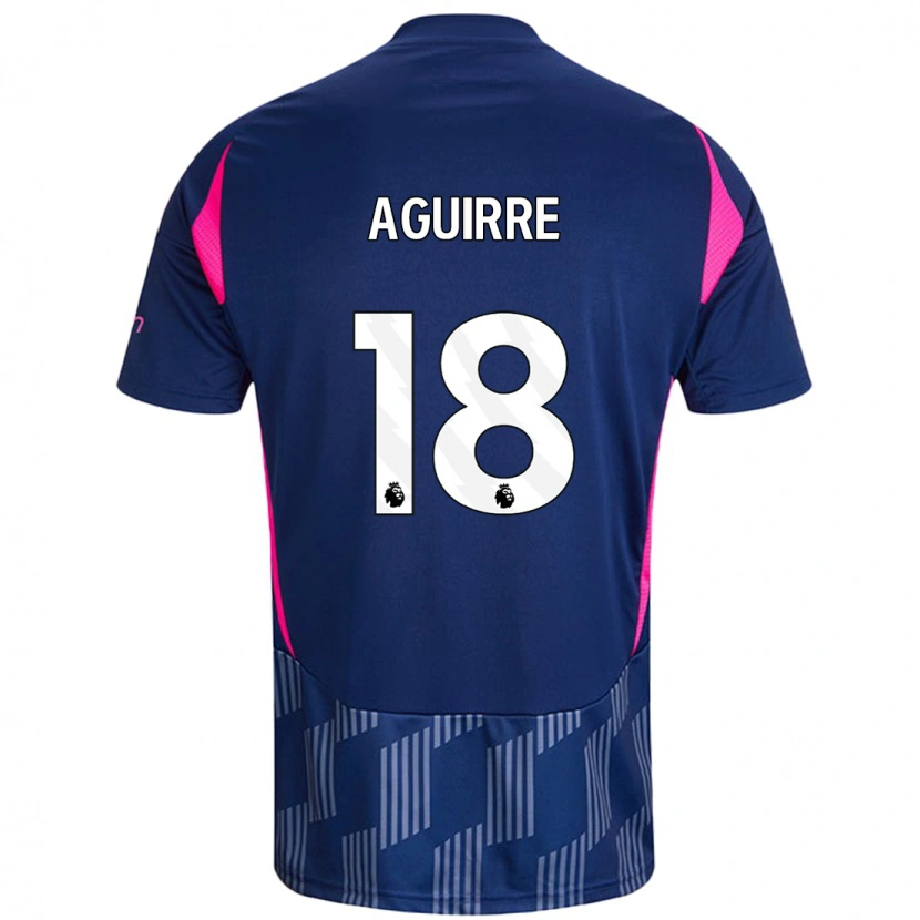 Danxen Børn Aja Aguirre #18 Kongeblå Pink Udebane Spillertrøjer 2024/25 Trøje T-Shirt