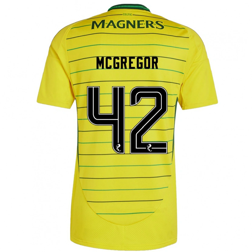 Danxen Børn Callum Mcgregor #42 Gul Udebane Spillertrøjer 2024/25 Trøje T-Shirt