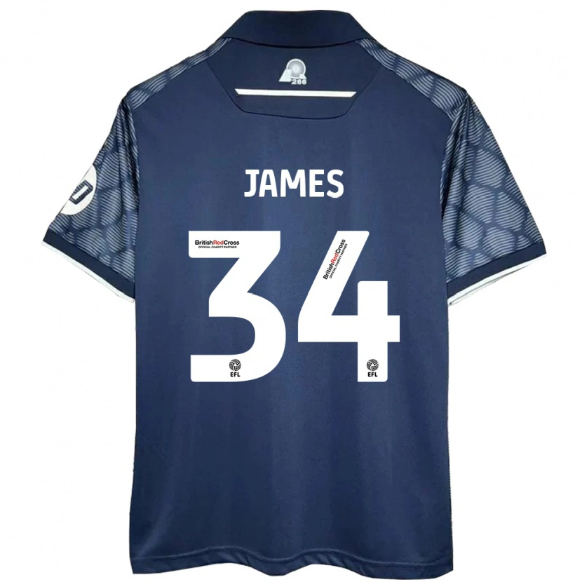 Danxen Børn Aaron James #34 Sort Udebane Spillertrøjer 2024/25 Trøje T-Shirt