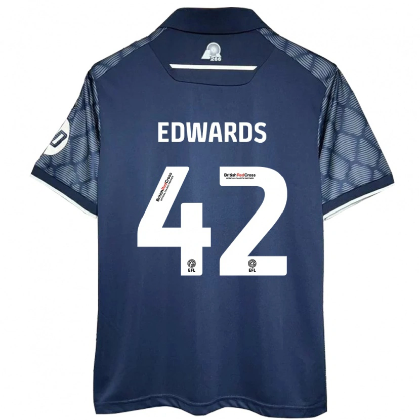 Danxen Børn Callum Edwards #42 Sort Udebane Spillertrøjer 2024/25 Trøje T-Shirt
