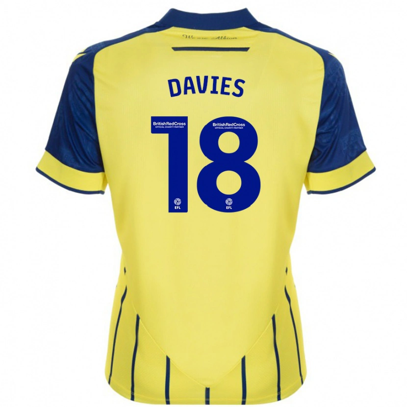 Danxen Børn Jessica Davies #18 Gul Blå Udebane Spillertrøjer 2024/25 Trøje T-Shirt