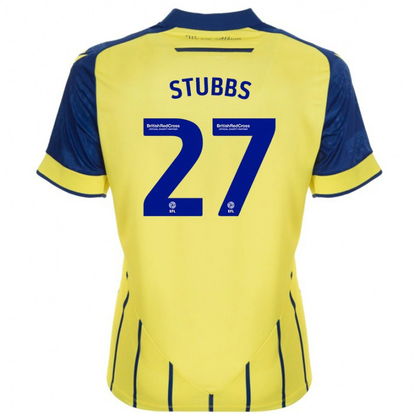 Danxen Børn Olivia Stubbs #27 Gul Blå Udebane Spillertrøjer 2024/25 Trøje T-Shirt