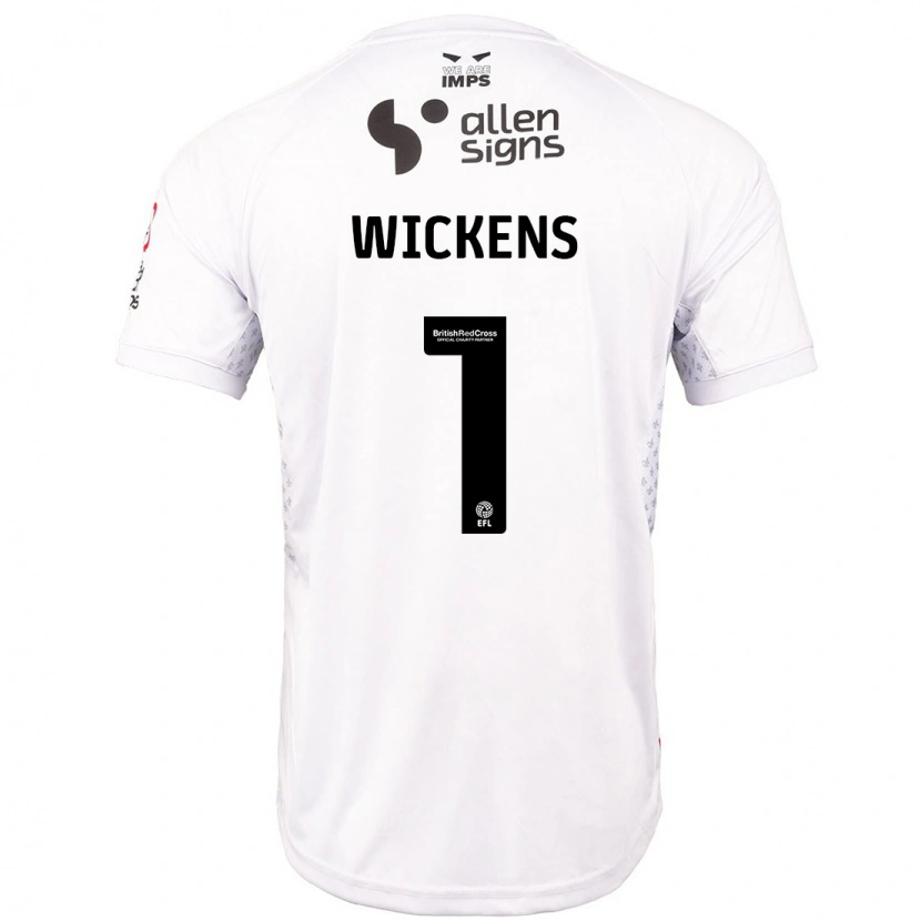 Danxen Børn George Wickens #1 Rød Hvid Udebane Spillertrøjer 2024/25 Trøje T-Shirt
