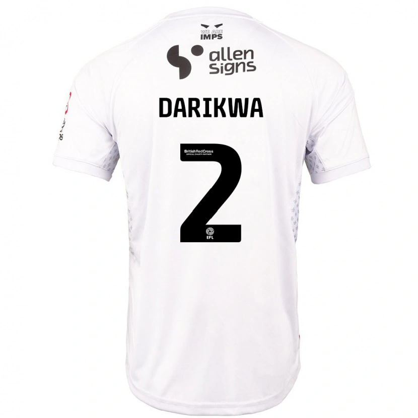 Danxen Børn Tendayi Darikwa #2 Rød Hvid Udebane Spillertrøjer 2024/25 Trøje T-Shirt