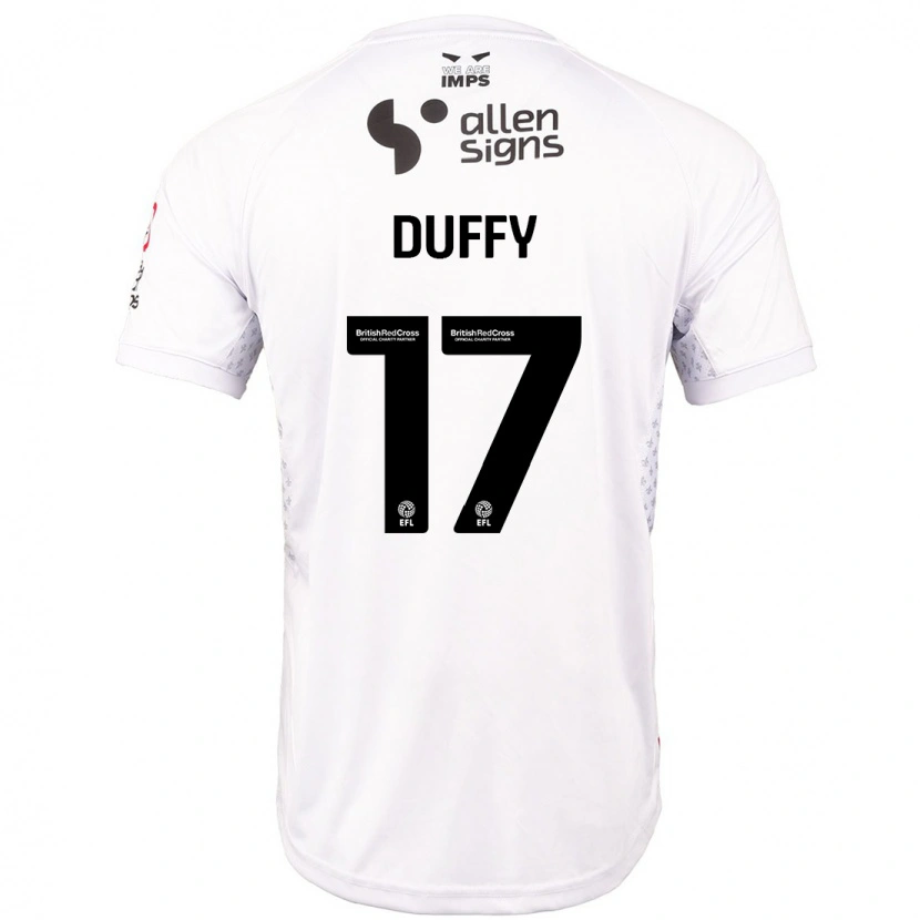 Danxen Børn Dylan Duffy #17 Rød Hvid Udebane Spillertrøjer 2024/25 Trøje T-Shirt