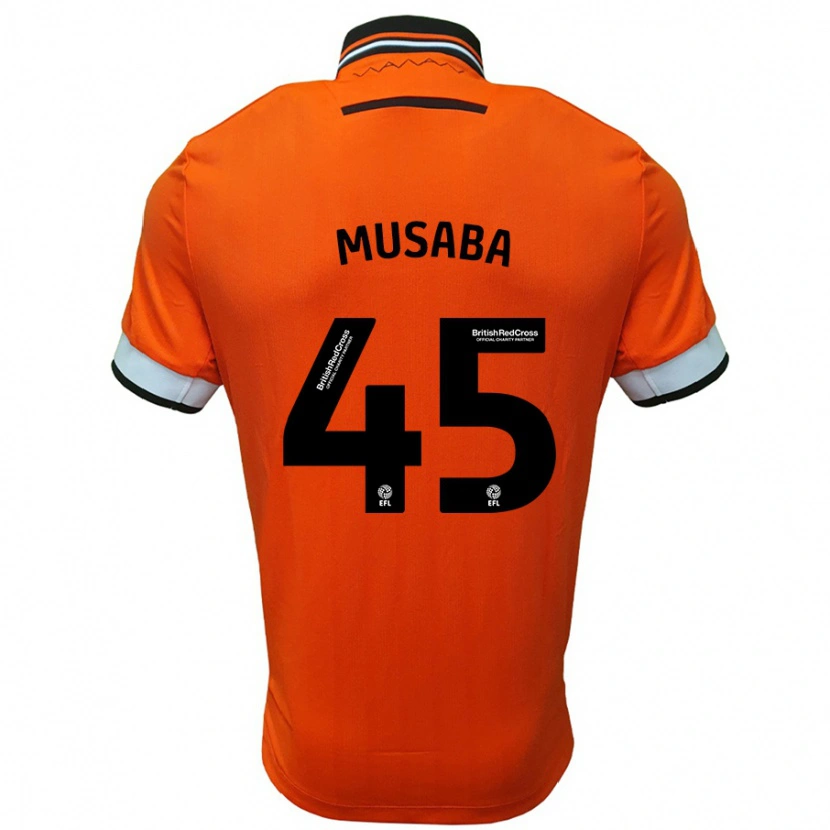 Danxen Børn Anthony Musaba #45 Orange Hvid Udebane Spillertrøjer 2024/25 Trøje T-Shirt