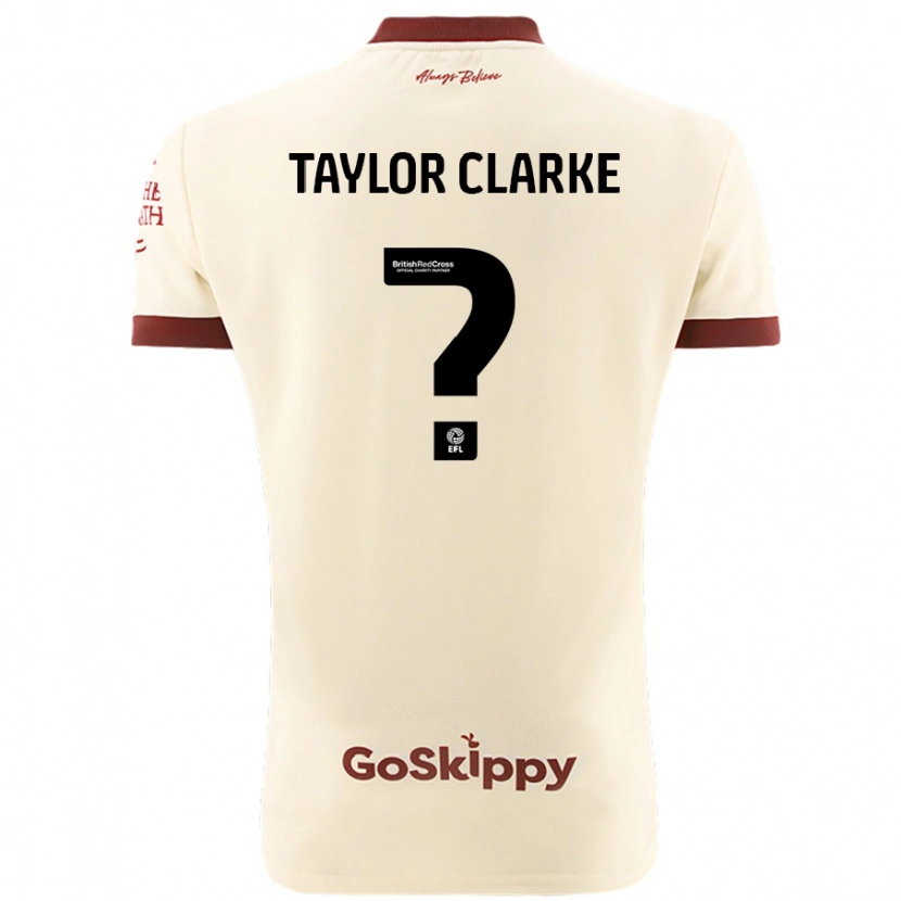 Danxen Børn Omar Taylor-Clarke #0 Creme Hvid Udebane Spillertrøjer 2024/25 Trøje T-Shirt