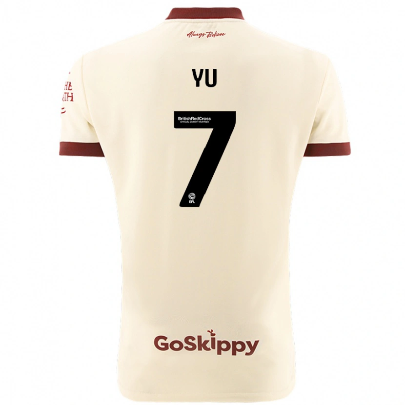 Danxen Børn Yu Hirakawa #7 Creme Hvid Udebane Spillertrøjer 2024/25 Trøje T-Shirt