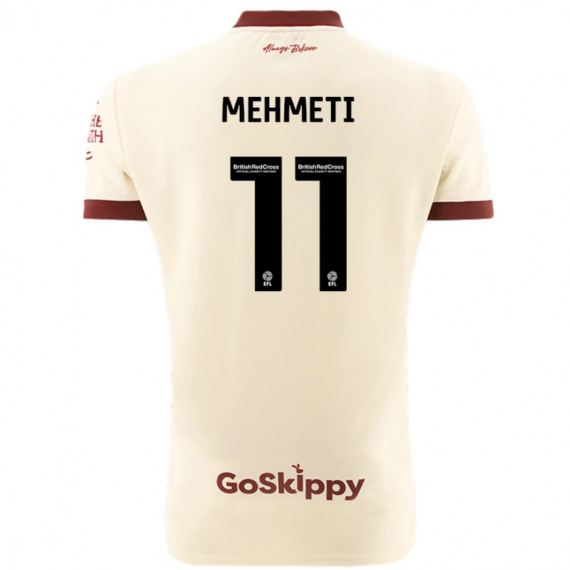Danxen Børn Anis Mehmeti #11 Creme Hvid Udebane Spillertrøjer 2024/25 Trøje T-Shirt