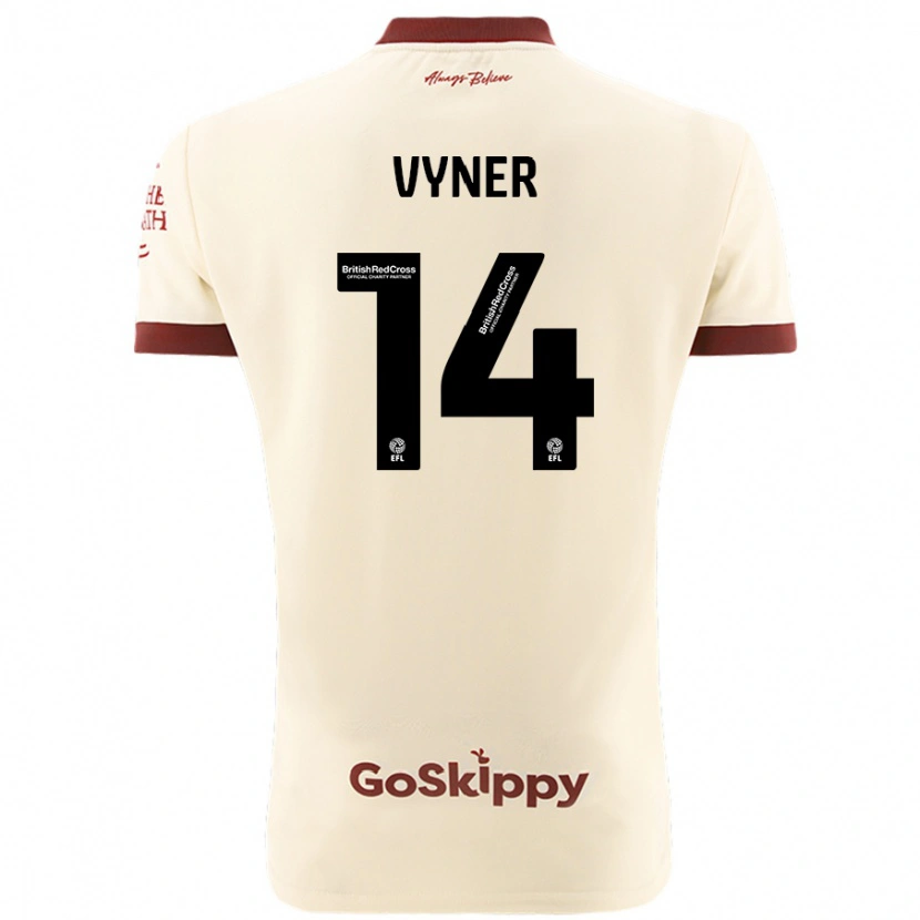 Danxen Børn Zak Vyner #14 Creme Hvid Udebane Spillertrøjer 2024/25 Trøje T-Shirt
